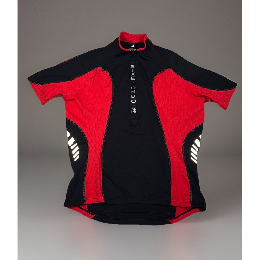 Etxeondo Cycling Jersey Adult 2XL Red Black 1/2 Zip Rear Pockets Short Sleeve